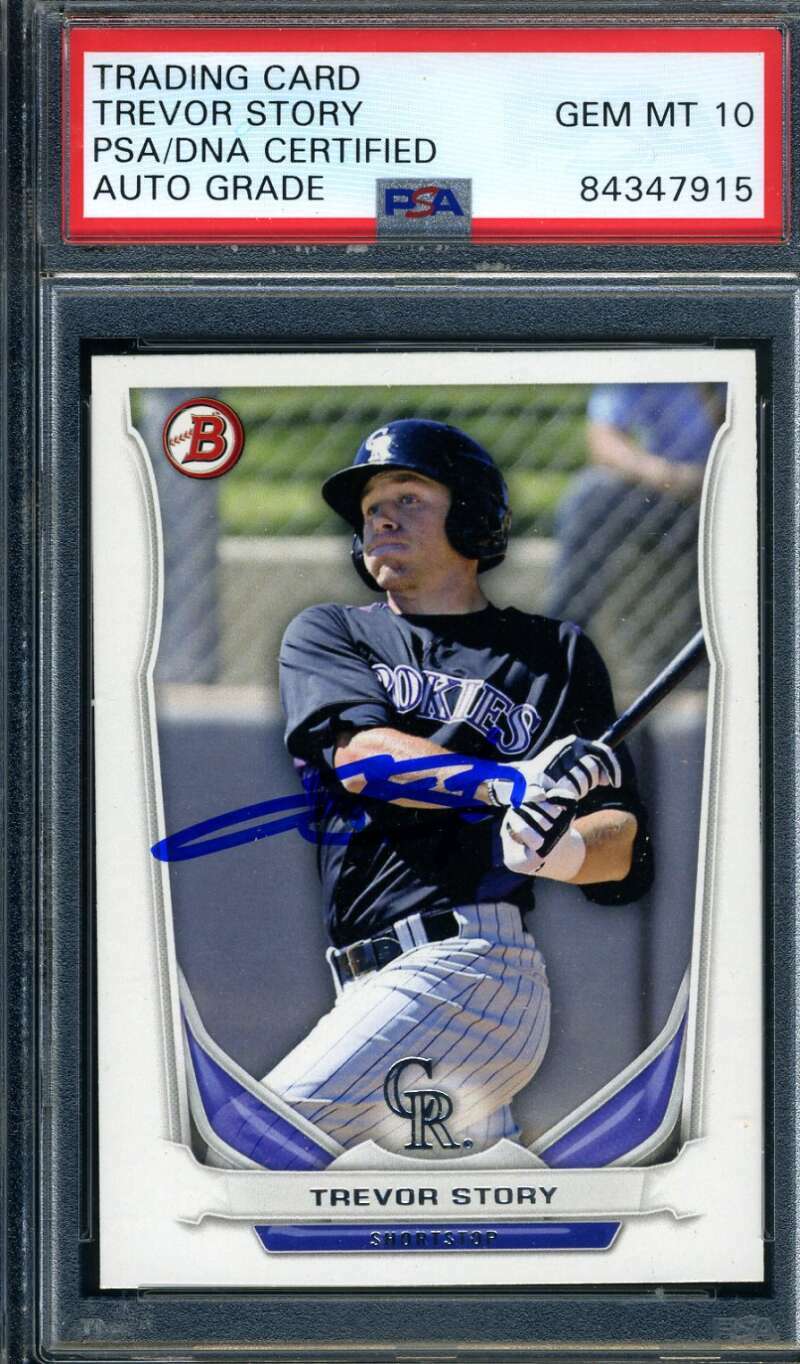 Trevor Story PSA DNA Gem Mint 10 Signed 2014 Bowman Autograph