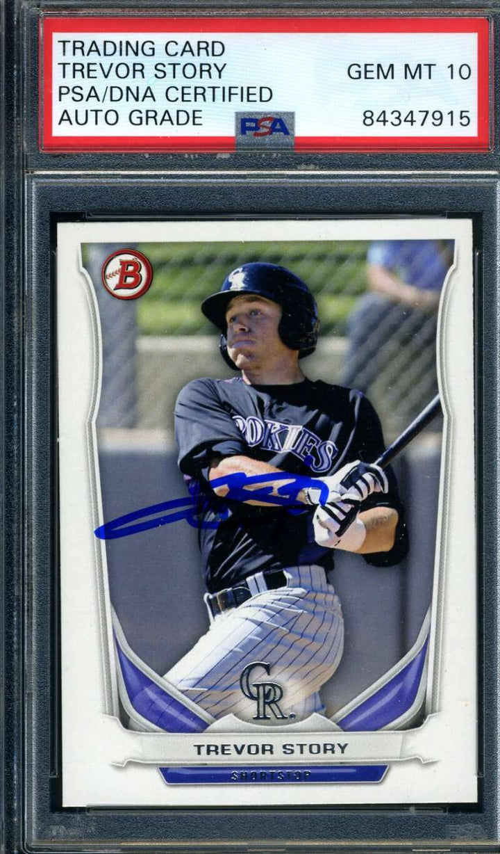 Trevor Story PSA DNA Gem Mint 10 Signed 2014 Bowman Autograph