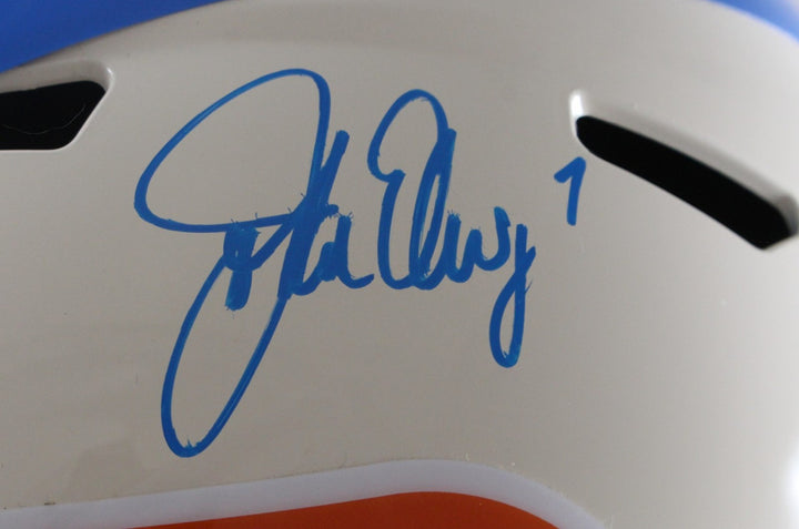 John Elway Autographed Denver Broncos F/S Retro Helmet Beckett Witness 55392