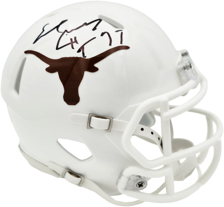Earl Campbell Signed Texas Longhorns White Speed Mini Helmet "HT 77" Beckett Wit