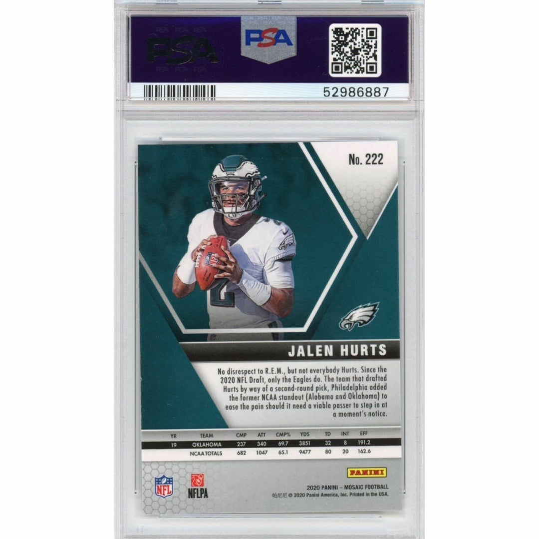 Graded 2020 Panini Mosaic JALEN HURTS #222 Rookie RC Card PSA 10 Gem Mint