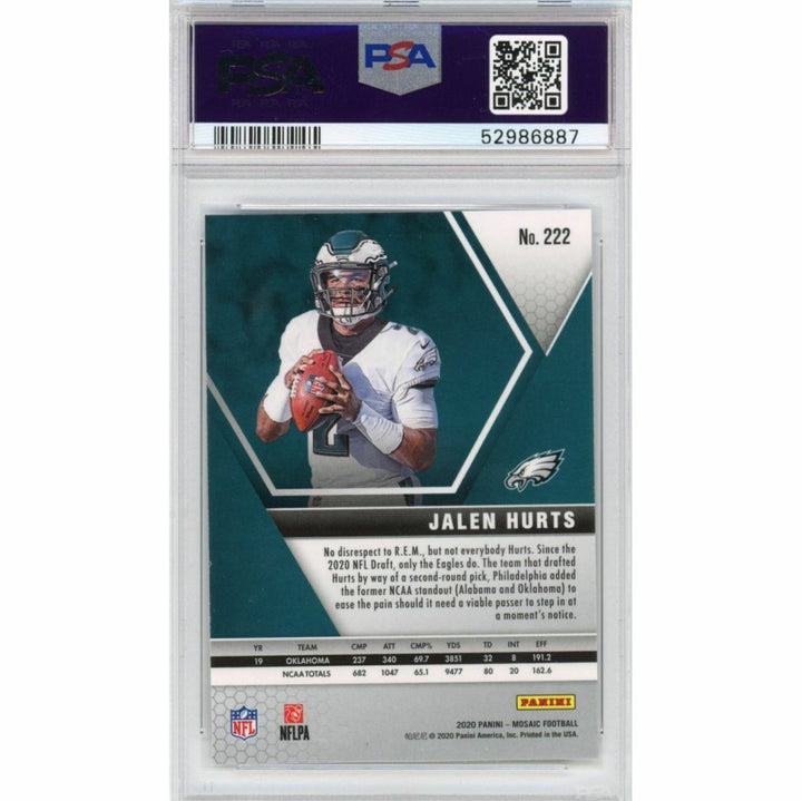 Graded 2020 Panini Mosaic JALEN HURTS #222 Rookie RC Card PSA 10 Gem Mint