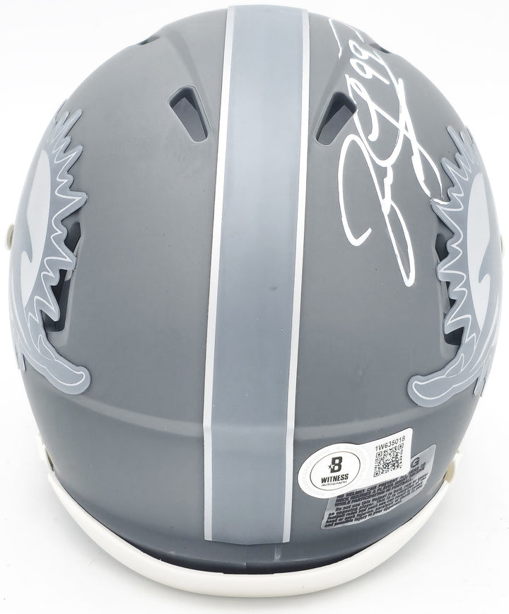 Jason Taylor Signed Miami Dolphins Slate Silver Speed Mini Helmet Beckett Wit