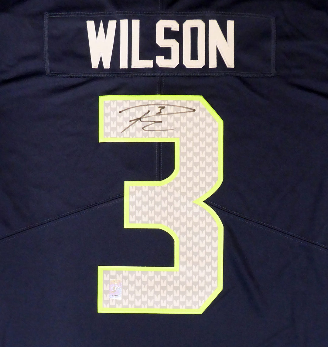 Seattle Seahawks Russell Wilson Signed Blue Nike Twill Jersey Size XXL RW Holo