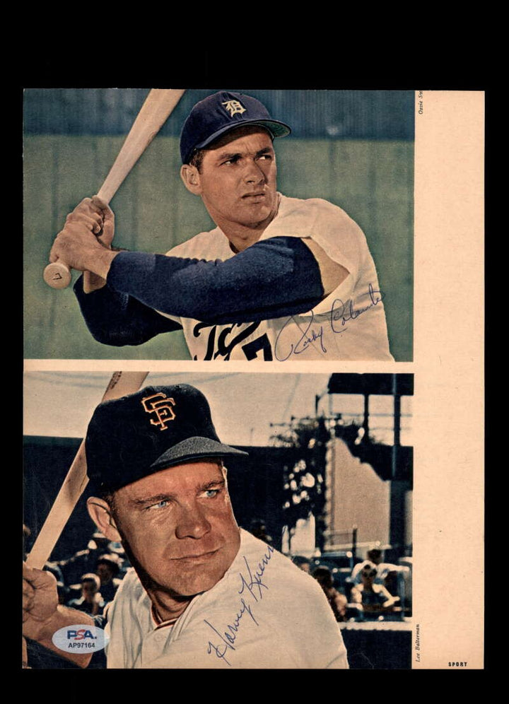 Rocky Colavito Harvey Kuenn PSA DNA Signed 8x10 Photo Autograph