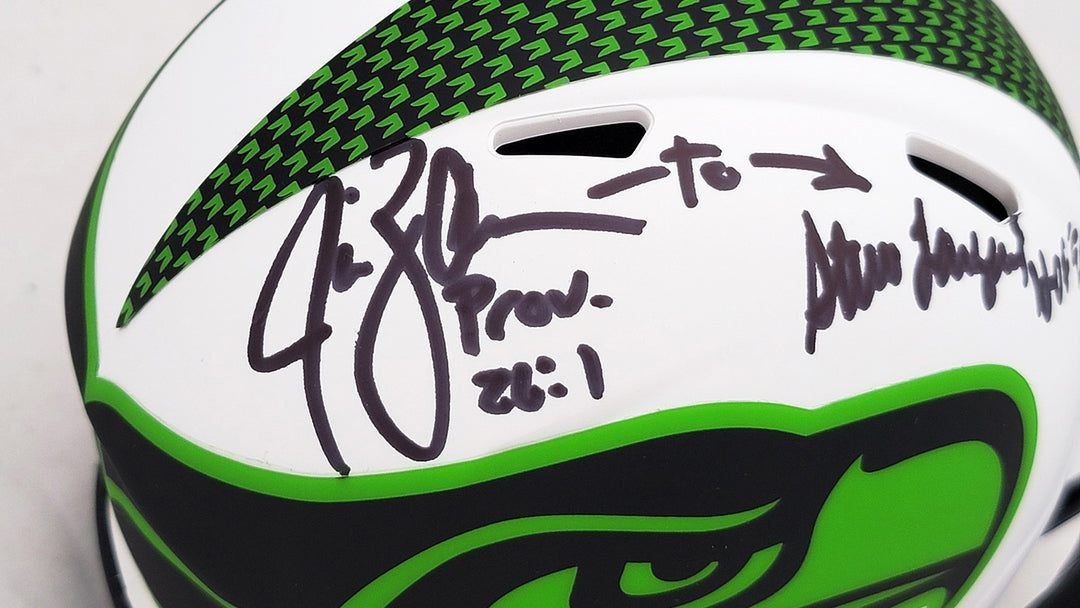 Steve Largent & Jim Zorn Auto Seahawks Lunar Eclipse White Speed Mini Helmet MCS