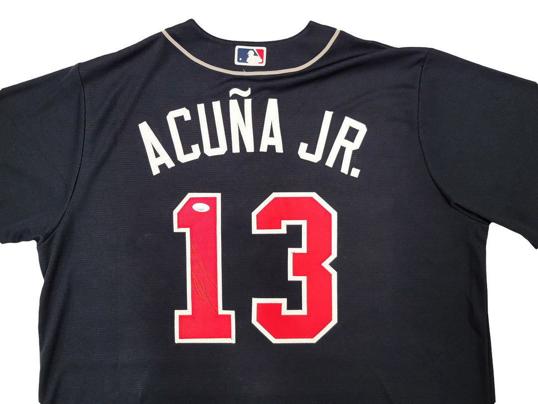 Atlanta Braves Ronald Acuna Jr. Autographed Signed Blue Nike Jersey Size XL JSA