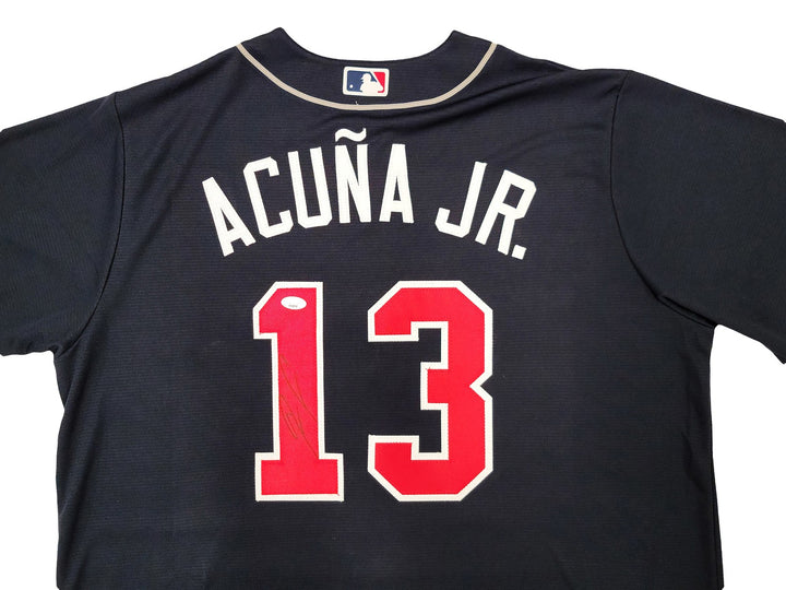 Atlanta Braves Ronald Acuna Jr. Autographed Signed Blue Nike Jersey Size XL JSA