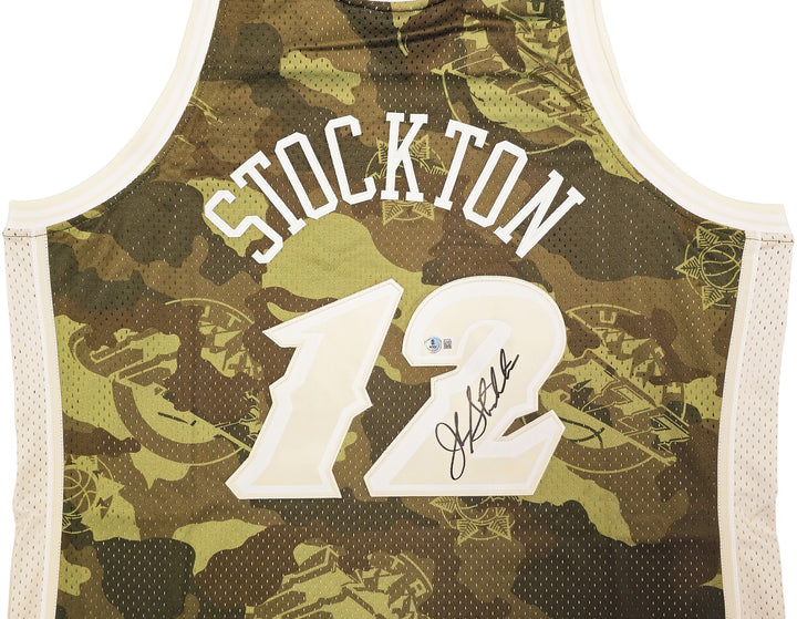 Jazz John Stockton Auto Green Mitchell Ness 98-99 Swingman Ghost Camo Jersey 2X