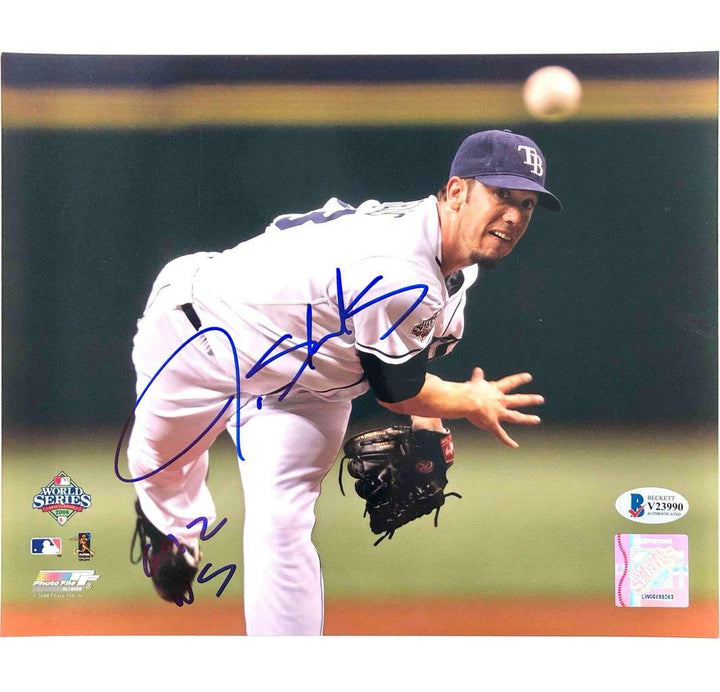 James Shields "Gm 2 WS" signed Rays 2008 World Series 8x10 photo BAS COA Beckett