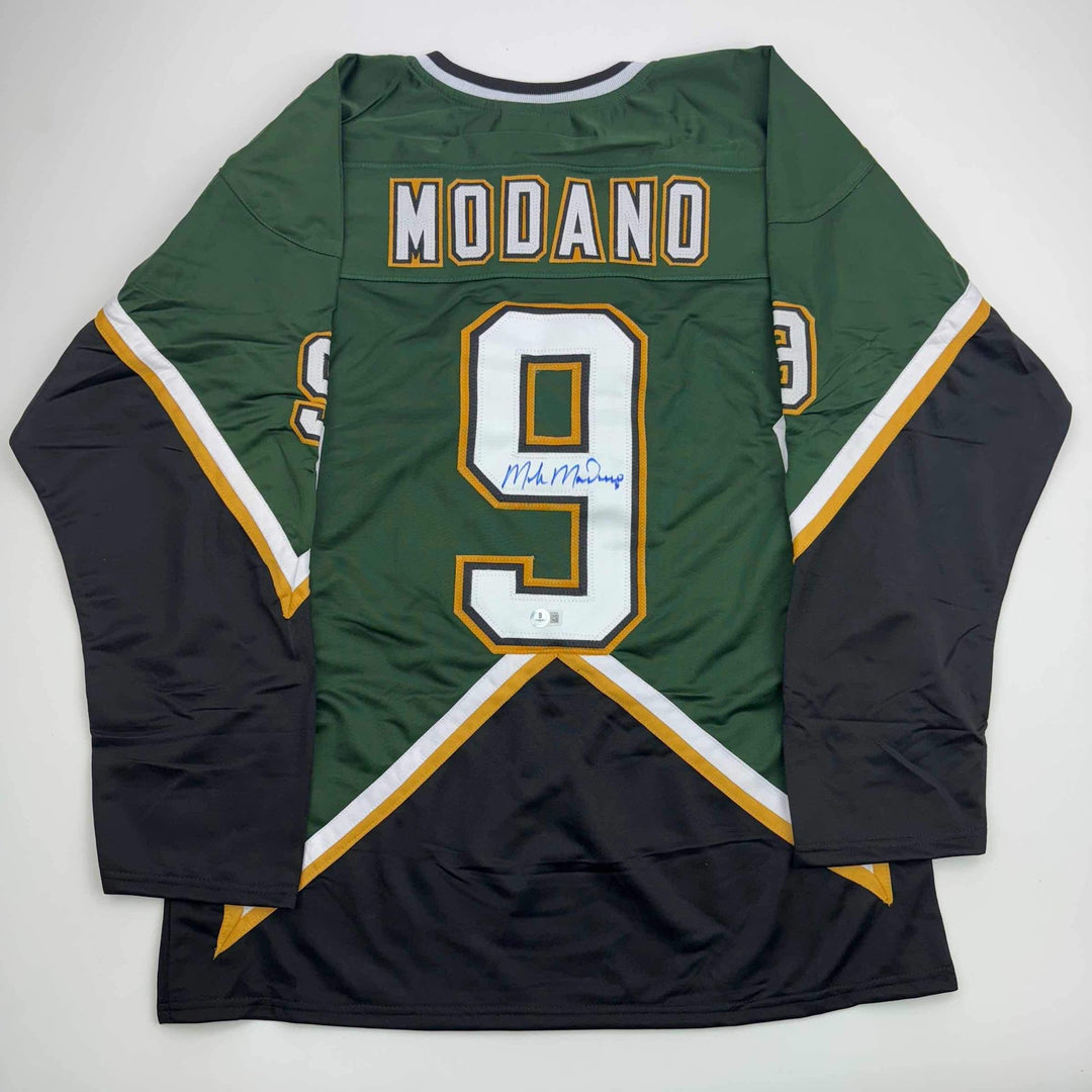 Autographed/Signed Mike Modano 99 Cup Dallas Dark Green Jersey Beckett BAS COA