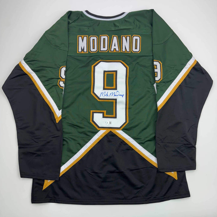Autographed/Signed Mike Modano 99 Cup Dallas Dark Green Jersey Beckett BAS COA