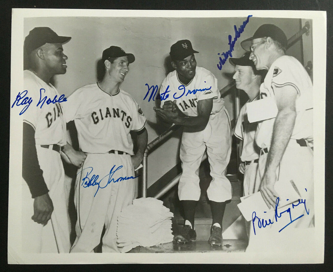 Monte Irvin Bobby Thomson Ray Noble Ny Giants Team signed 5 auto 8x10 photo COA