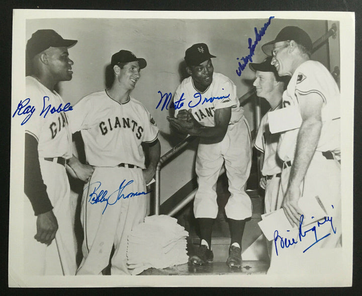 Monte Irvin Bobby Thomson Ray Noble Ny Giants Team signed 5 auto 8x10 photo COA