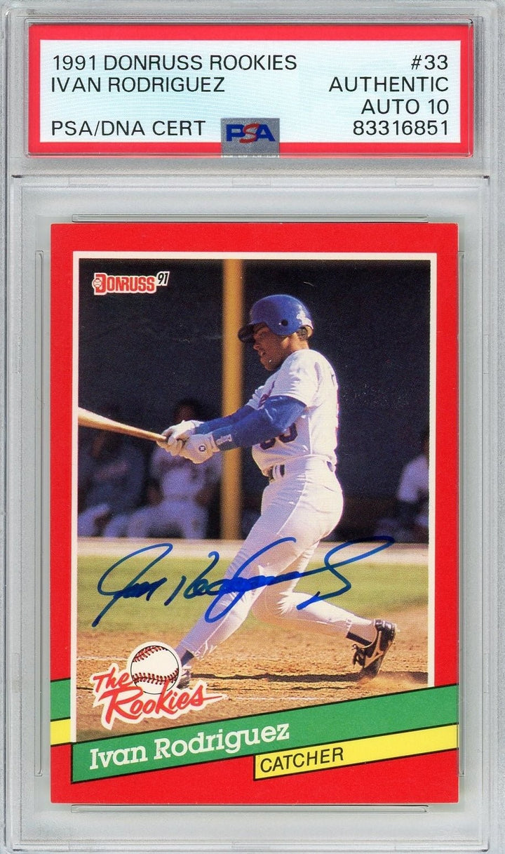 Graded 1991 Donruss Ivan Pudge Rodriguez #33 Rookie Card PSA 10 Auto Grade