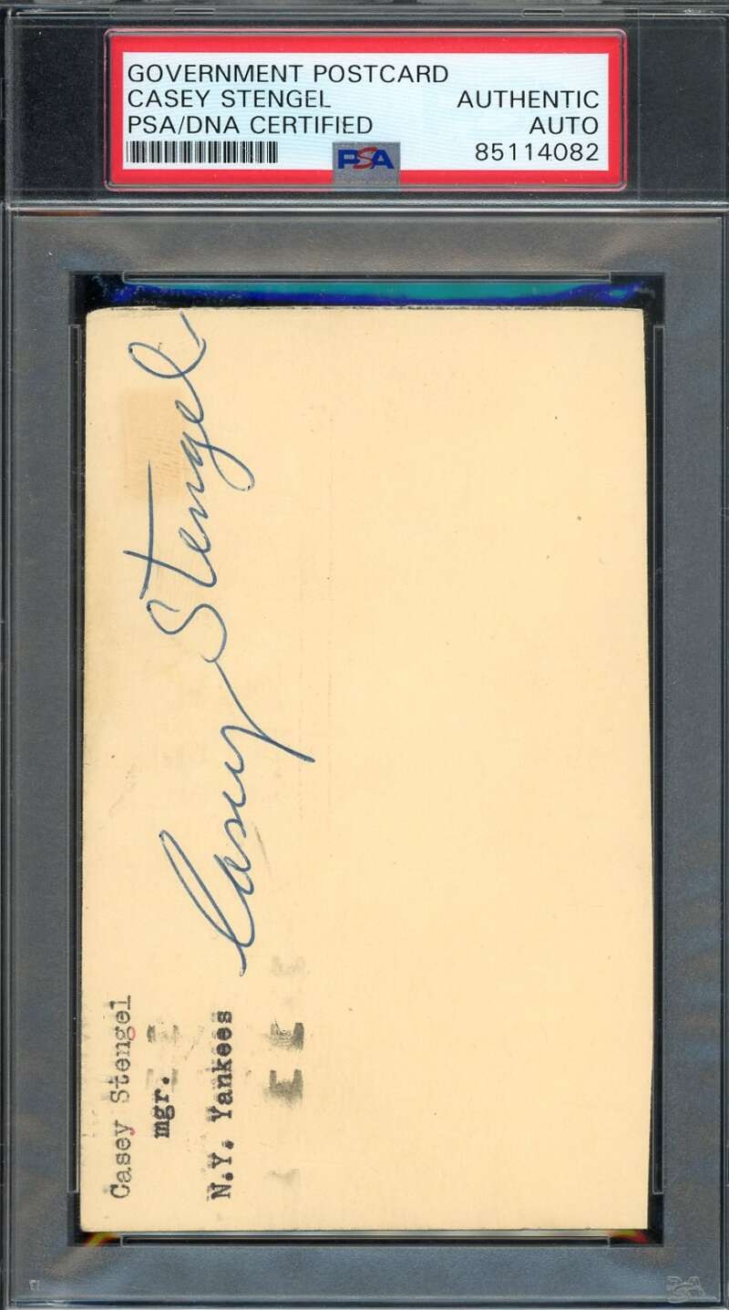 Casey Stengel PSA DNA Signed 1957 Government Postcard GPC Autograph