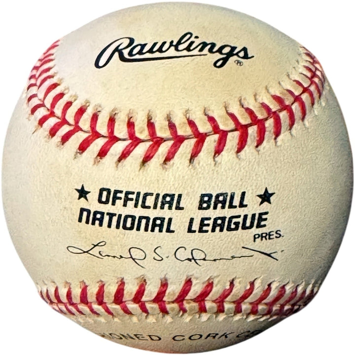 Willie Mays signed OFC Rawlings National League RONL Baseball toned- COA (HOF)