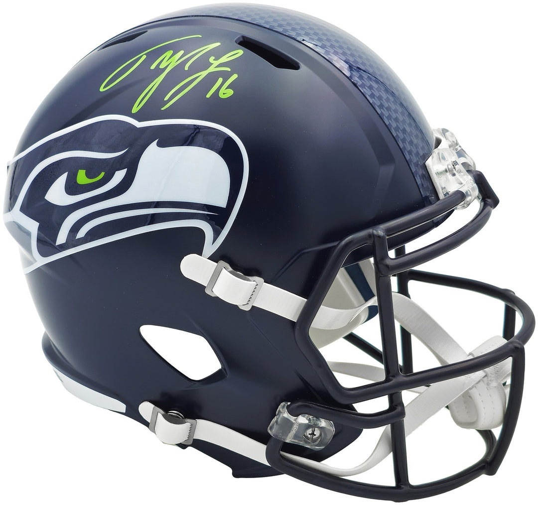 Tyler Lockett Signed Seahawks Blue Full Size Speed Replica Helmet MCS Holo