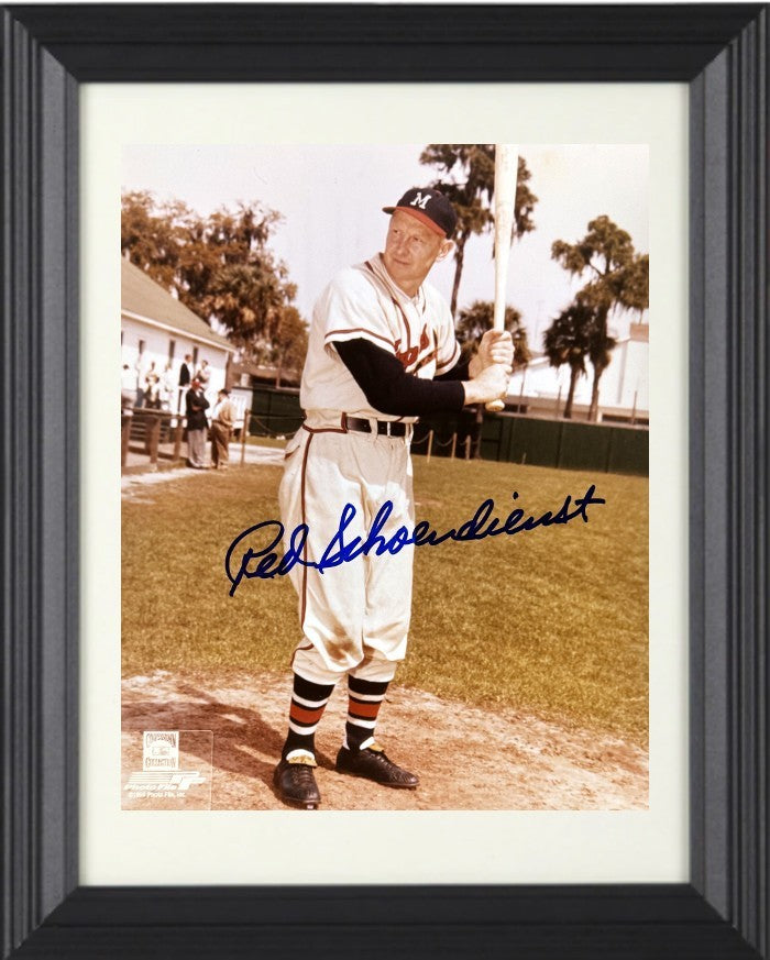 Red Schoendienst signed Milwaukee Braves MLB 8x10 Photo Dings Framed- COA/TICKET