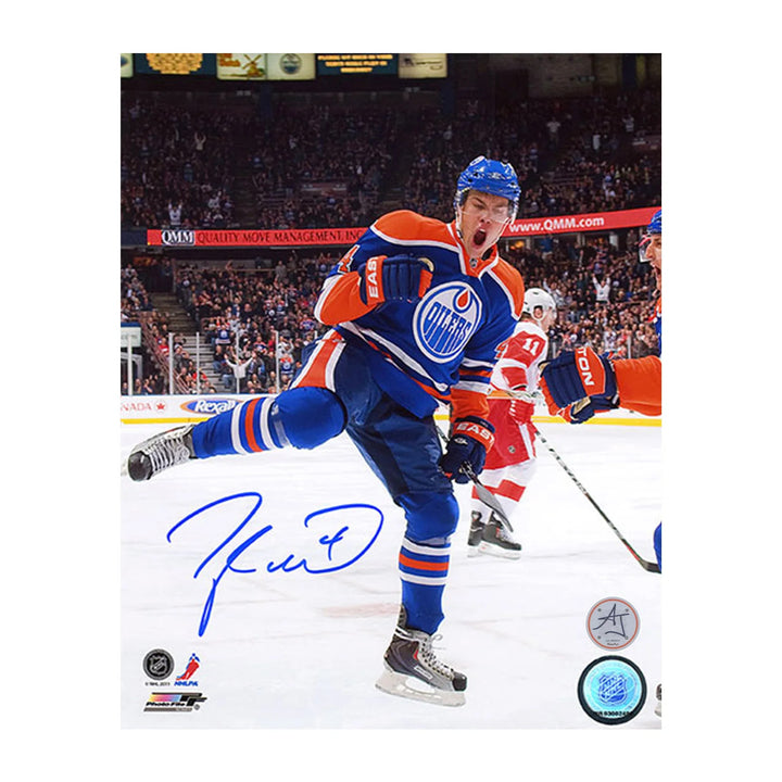 Taylor Hall Edmonton Oilers Autographed Rookie Goal Celebratrion 8x10 Photo