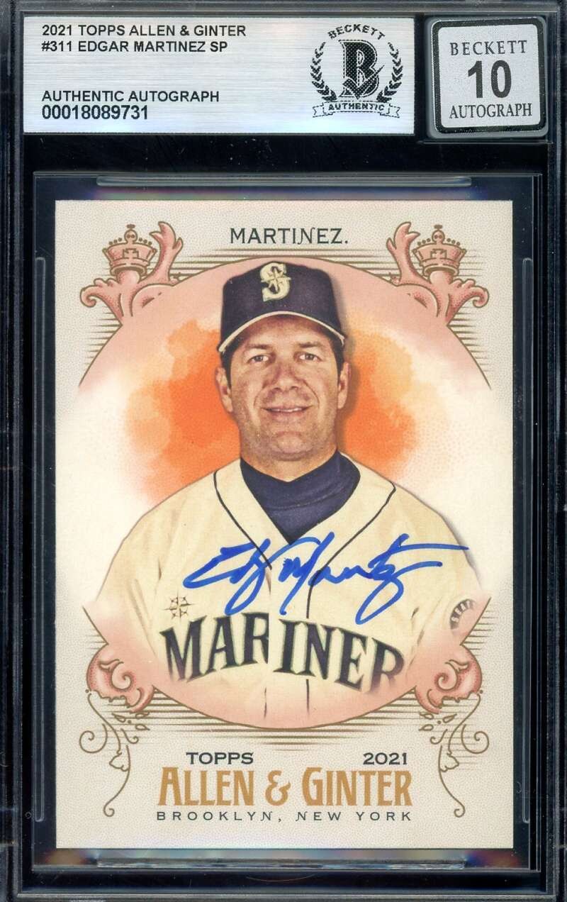 Edgar Martinez Gem Mint 10 Beckett BAS Signed 2021 Topps Allen & Ginter Autograp
