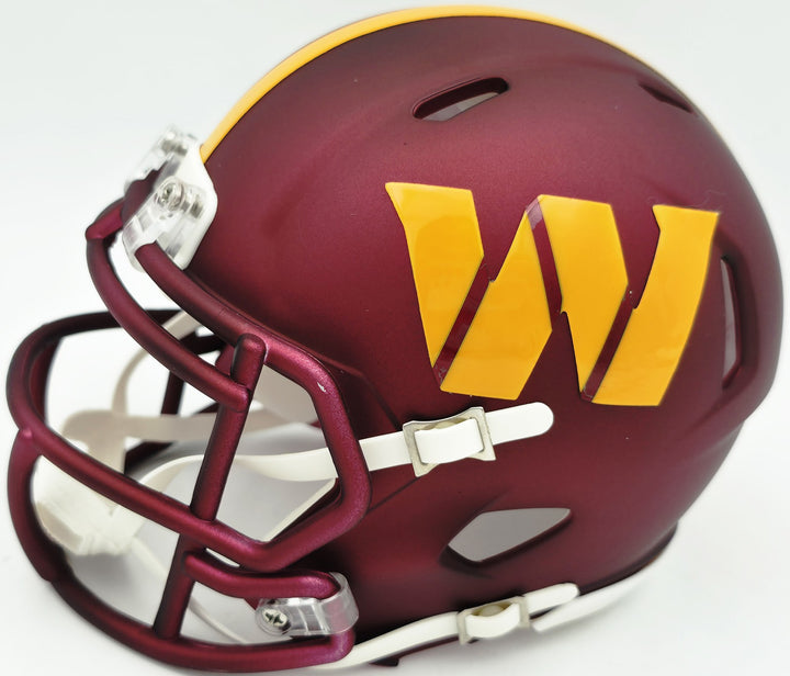 Mike Sainristil Signed Commanders Maroon Speed Mini Helmet Beckett Witness