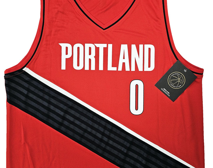 Portland Trailblazers Damian Lillard Signed Red Fanatics Jersey Size L Beckett