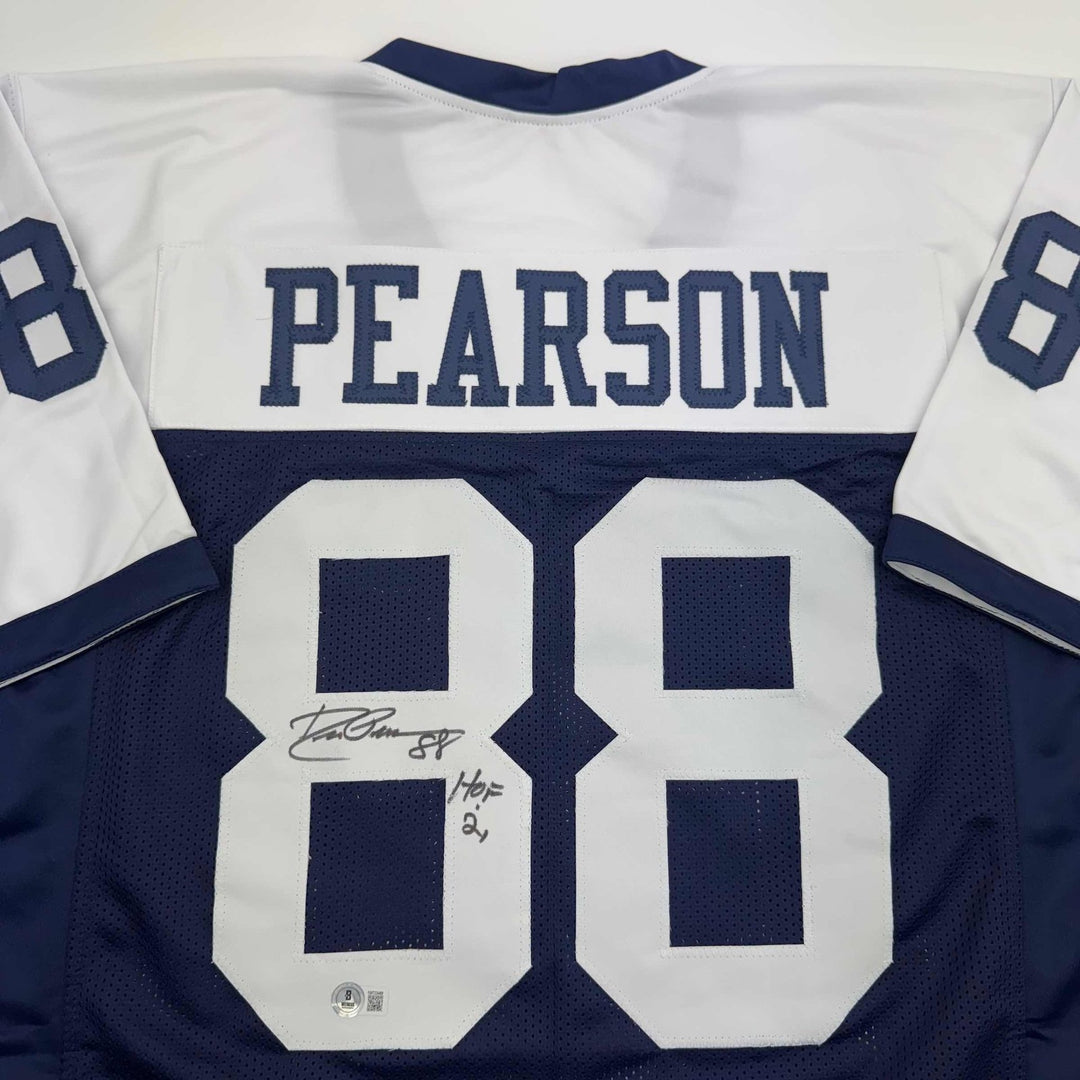 Autographed/Signed DREW PEARSON Dallas Thanksgiving Jersey JSA COA Auto