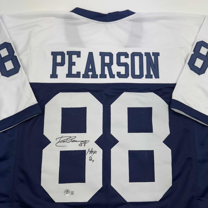 Autographed/Signed DREW PEARSON Dallas Thanksgiving Jersey JSA COA Auto