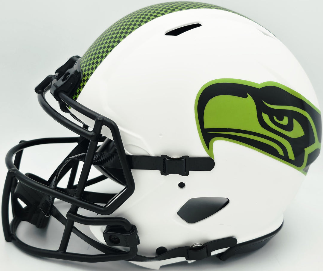 Sam Darnold Auto Seahawks Lunar Eclipse White Full Size Auth Helmet SB LX Champs