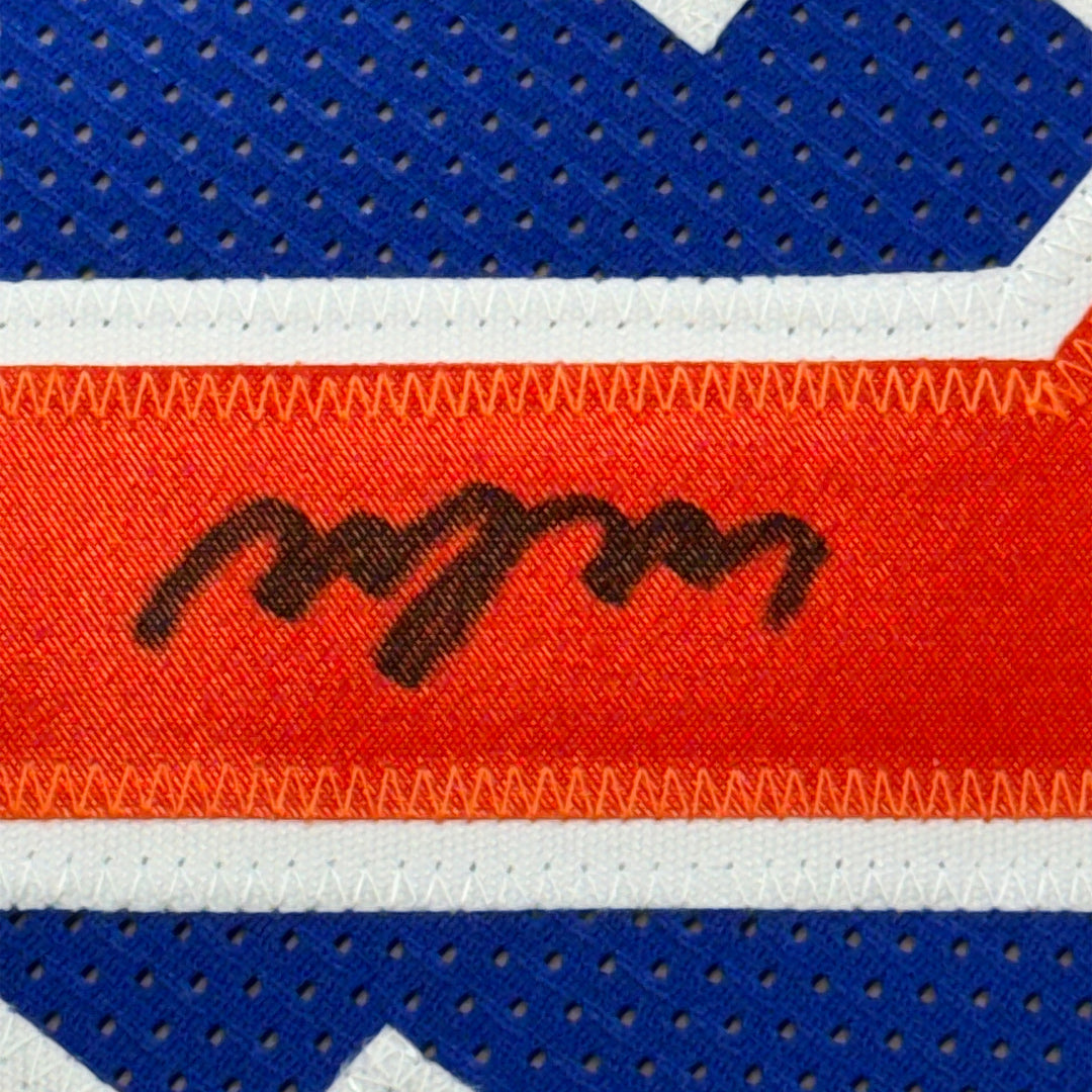 Autographed/Signed Framed Deuce Miles McBride 35x39 New York Blue Jersey JSA COA