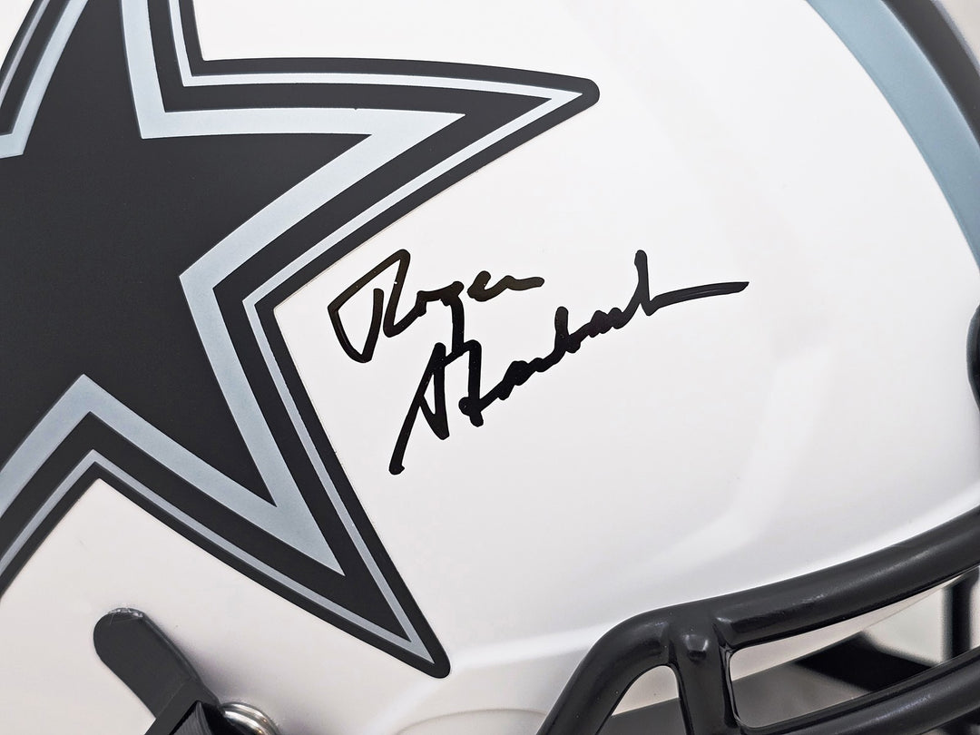 Roger Staubach Auto Cowboys Lunar Eclipse White Full Size Auth Speed Helmet BAS
