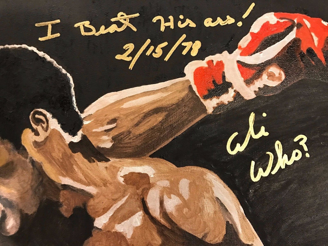 Leon Spinks Signed Original 1/1 Hand Painting COA Autograph Canvas Muhammad Ali