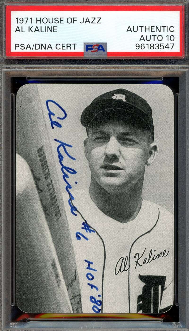 Al Kaline Gem Mint 10 PSA DNA Signed 1971 House of Jazz Rare 1/1 Autograph