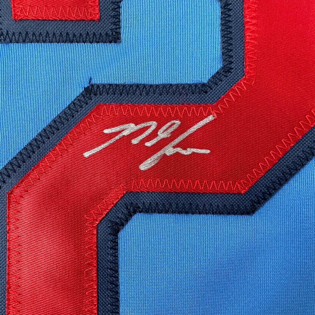 Autographed/Signed Nolan Arenado St. Louis Blue Baseball Jersey JSA COA