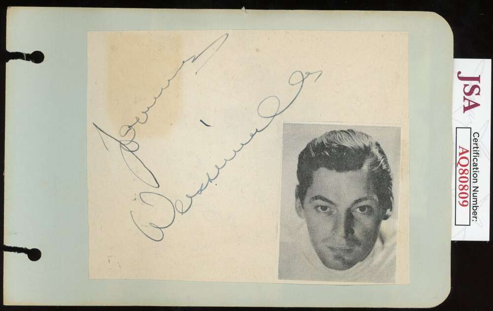 Johnny Weissmuller Janis Carter JSA Coa Signed Vintage Album Page Autograph