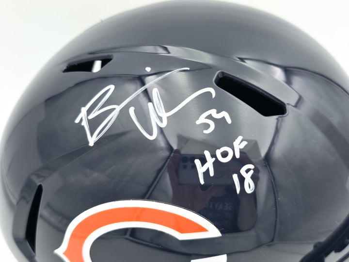 Brian Urlacher Auto Bears Blue Full Size Speed Replica Helmet "HOF 18" Beckett