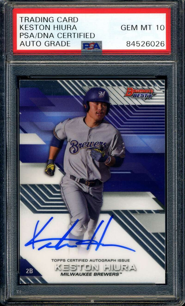 Keston Hiura Gem Mint 10 PSA DNA Signed 2017 Bowmans Best Rookie Autograph