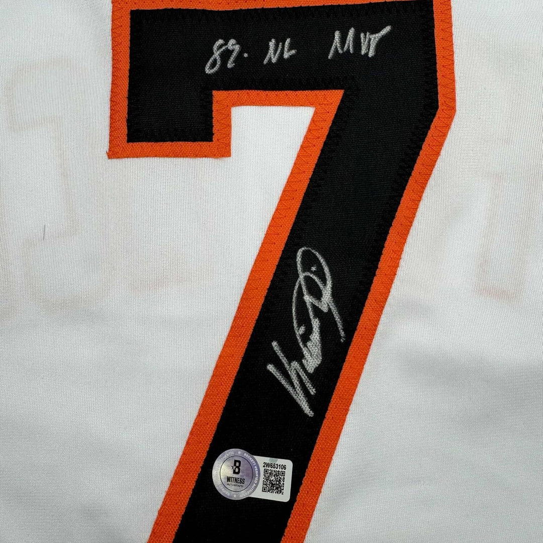 Framed Autographed/Signed Kevin Mitchell "89 MVP" 35x39 White Jersey BAS COA