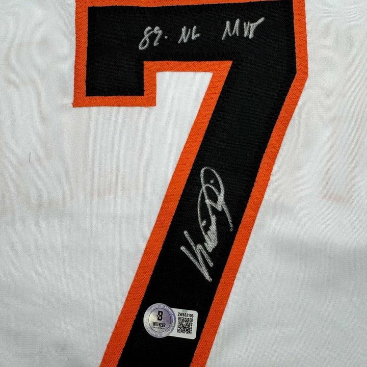 Framed Autographed/Signed Kevin Mitchell "89 MVP" 35x39 White Jersey BAS COA