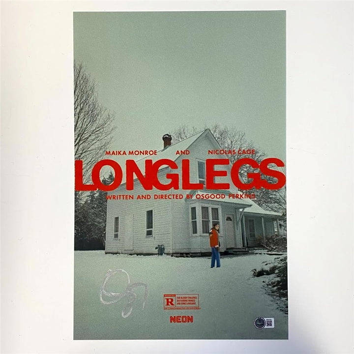 Osgood Perkins signed Longlegs 11x17 Poster Photo autograph ~ Beckett BAS