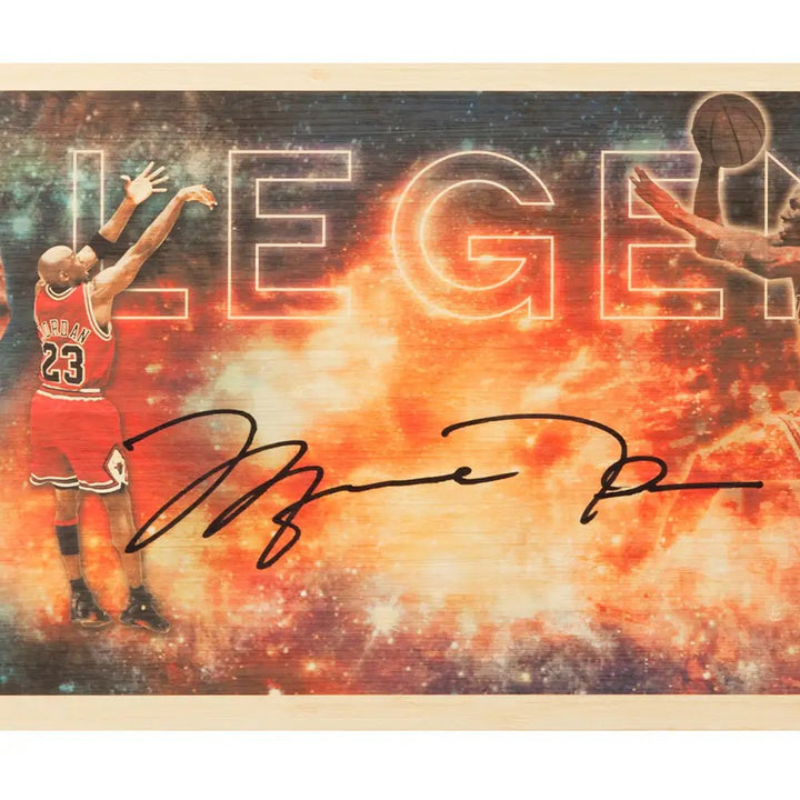 Michael Jordan Signed Upper Deck Legend Bamboo 11x26 Print Bulls #/123 UDA Holo