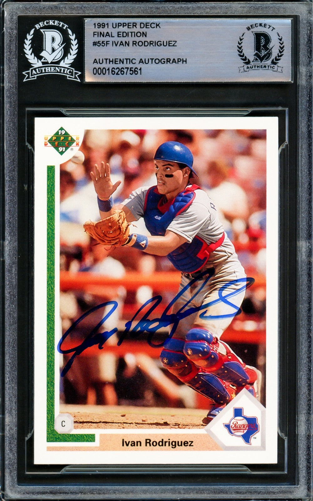 Ivan Rodriguez Signed 1991 Upper Deck Final Edition RC 55F Texas Rangers Beckett