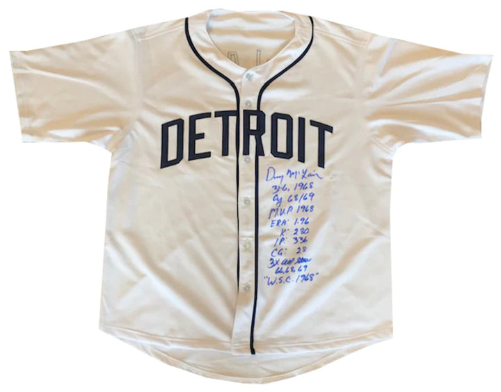 Denny McLain Autographed Career Stat Detroit Tigers Jersey
