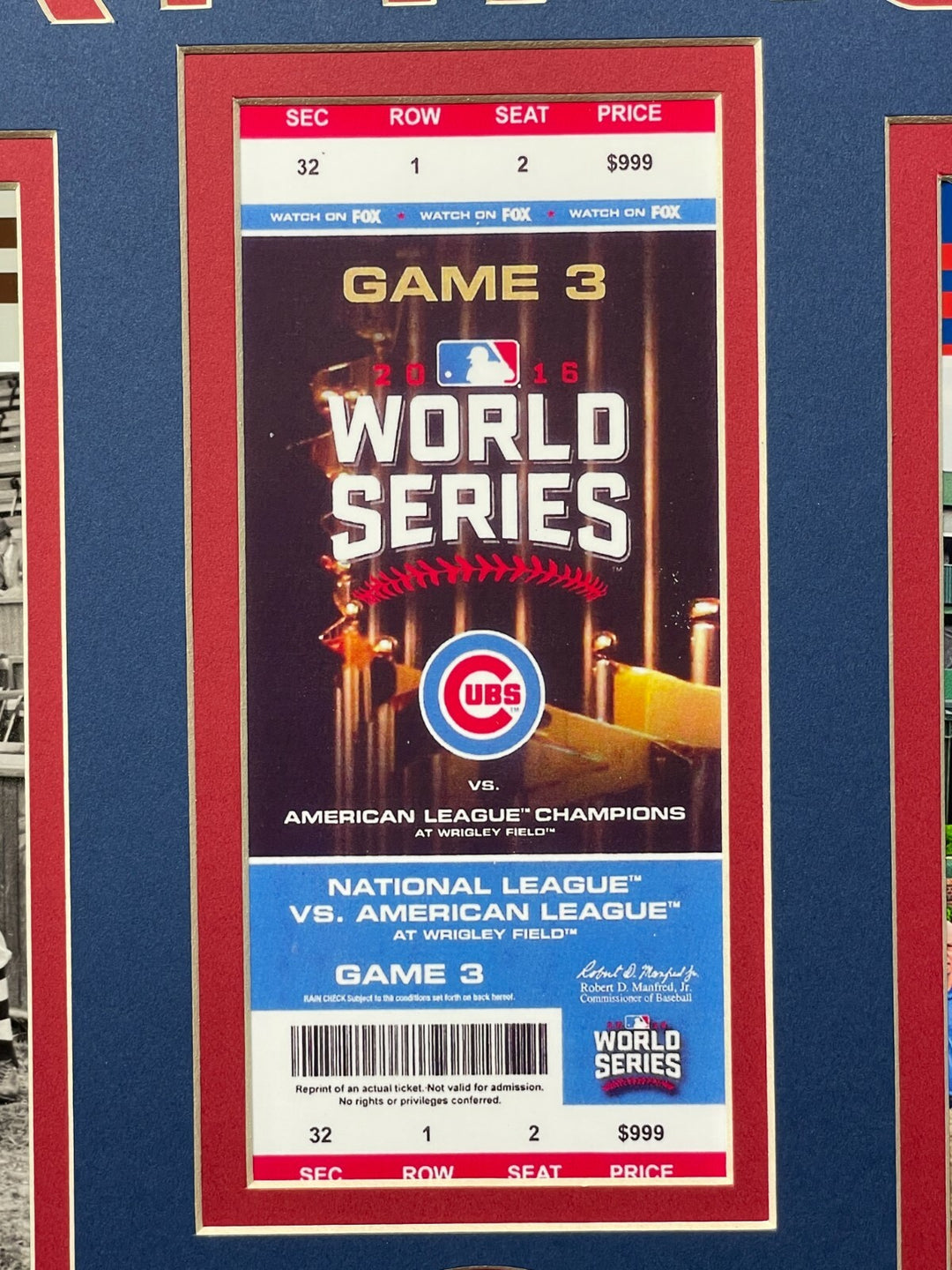 2016 Chicago Cubs Game 7 World Series Game Used Dirt / Ticket Framed Collage COA