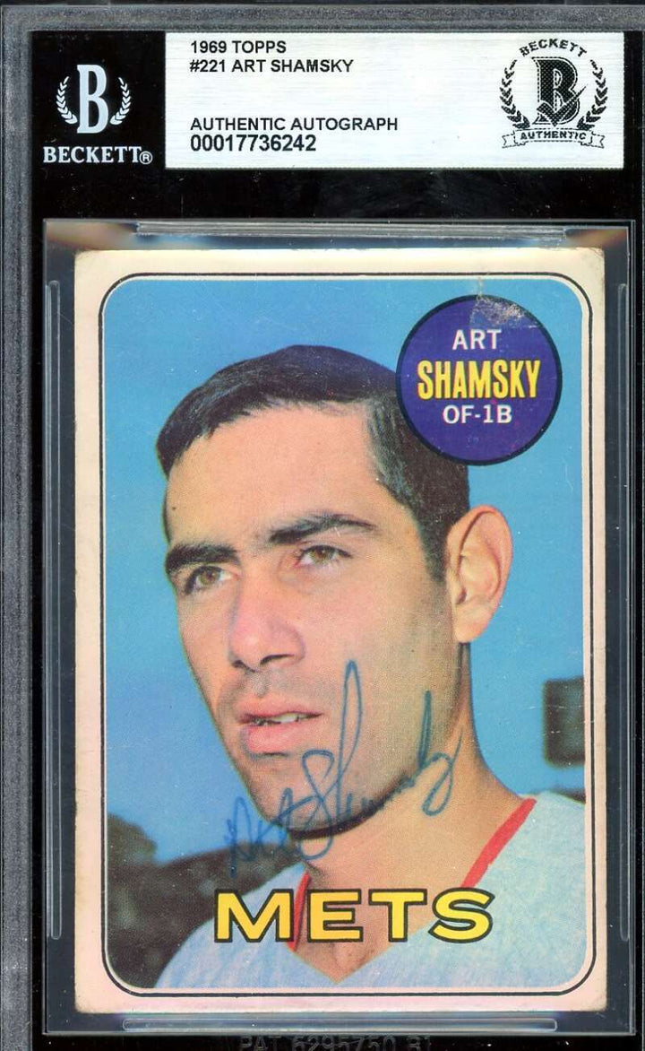 Art Shamsky Beckett BAS Vintage Signed 1969 Topps Mets Autograph