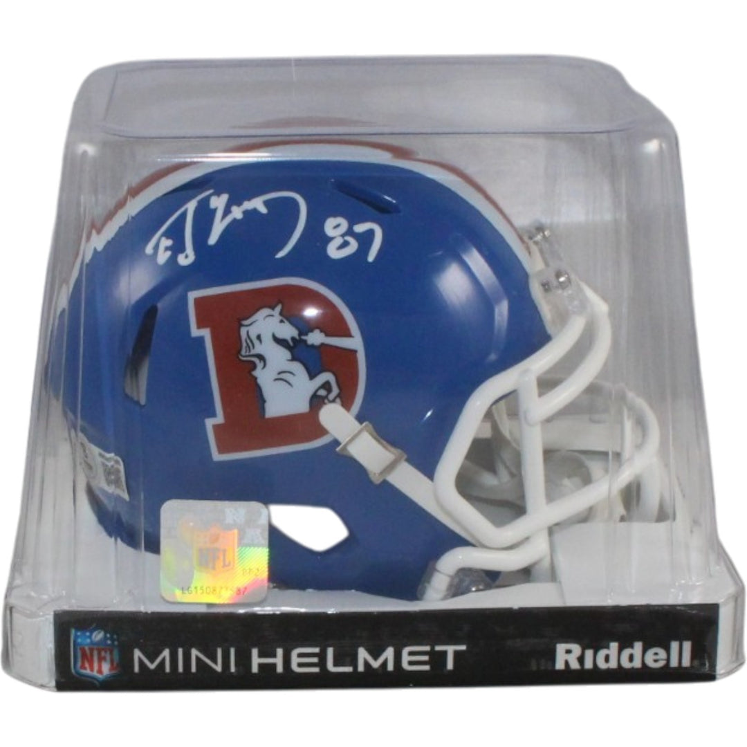 Ed McCaffrey Autographed Denver Broncos TB 75-96 Mini Helmet Beckett WIT 56380