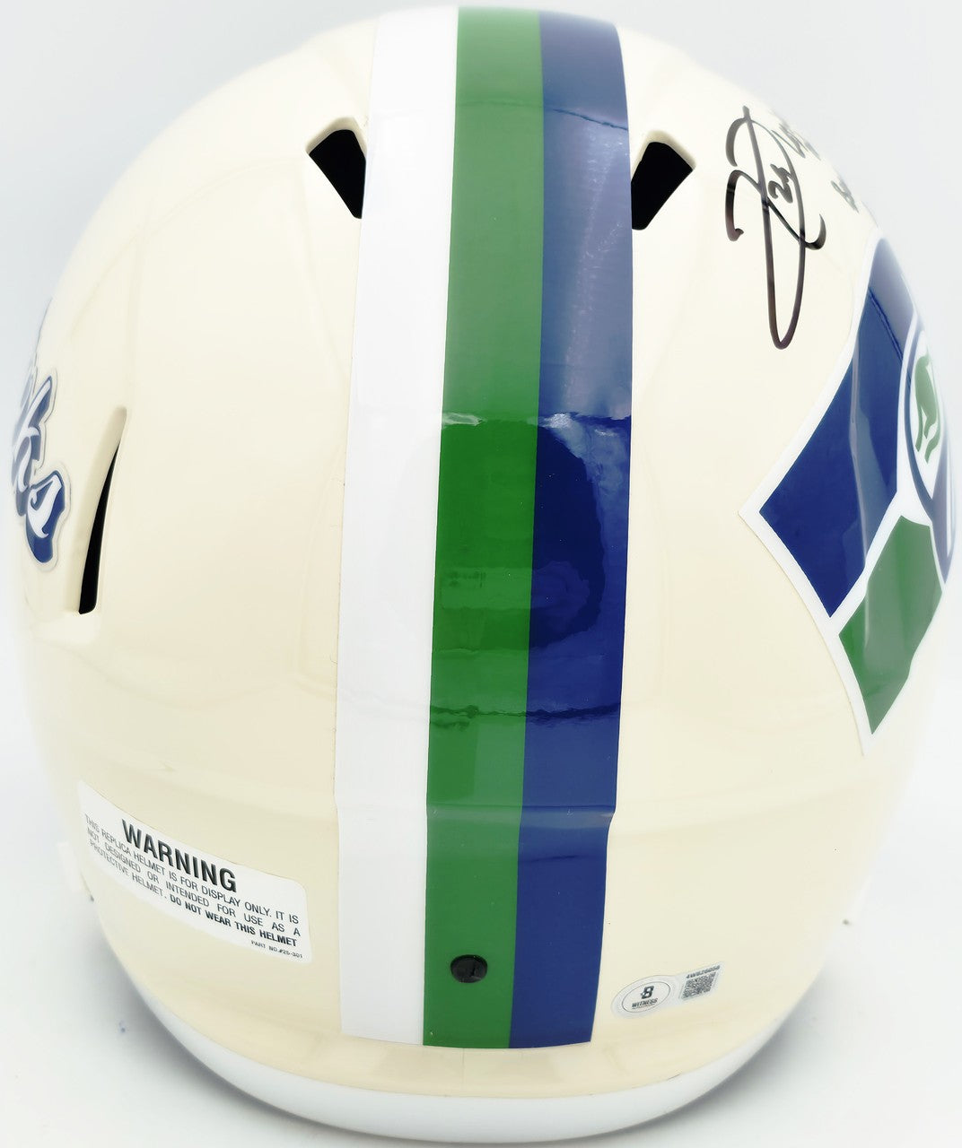 Earl Thomas III Signed Seahawks Cream Retro Full Sz Rep Speed Helmet Beckett Wit