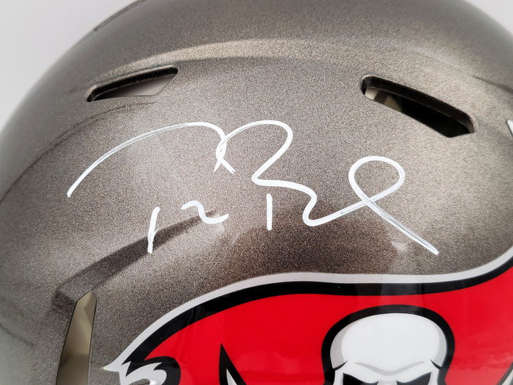 Tom Brady Signed Buccaneers Gray Full Size Authentic Speed Helmet Fanatics Holo