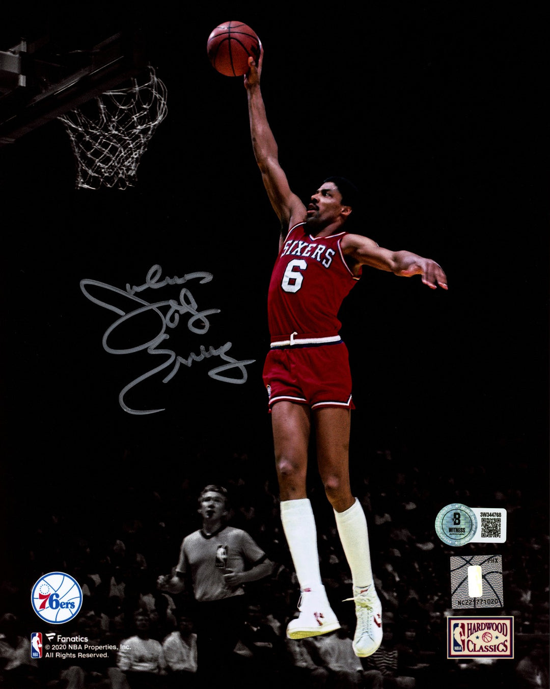 Julius "Dr. J" Erving Signed 8x10 Photo Philadelphia 76ers Beckett Wit